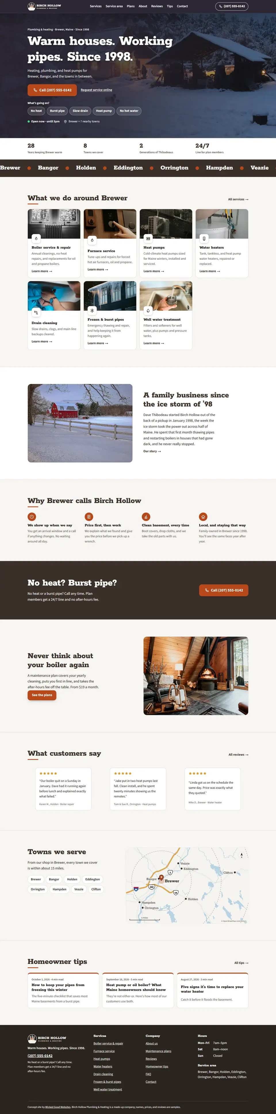 The Birch Hollow sample site on a laptop
